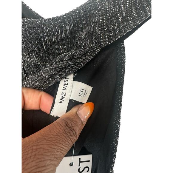 Nine West Silver Mockneck Swing Mini Dress Party Plus Metallic Disco Size XXL - Picture 2 of 11